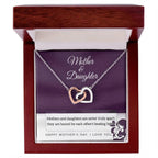 Mother Jewelry - Mothers and Daughters Never Apart Interlocking Hearts Necklace with Gift Box