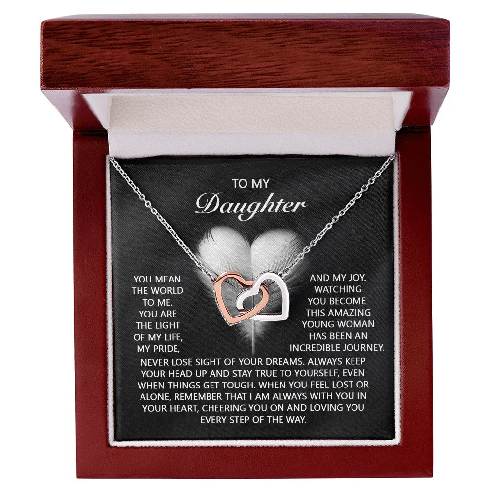 To My Daughter – A Gift of Love, Pride & Encouragement- Interlocking Hearts Necklace