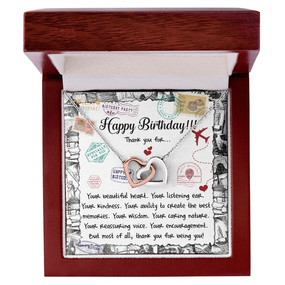 Happy Birthday Daughter Interlocking Hearts Necklace – Thank You for Being You | Meaningful Birthday Gift from Parent