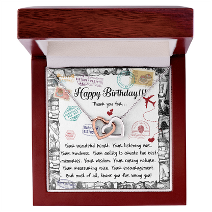 Happy Birthday Daughter Interlocking Hearts Necklace – Thank You for Being You | Meaningful Birthday Gift from Parent - Mallard Moon Gift Shop