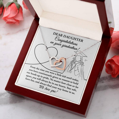 Dear Daughter Congratulations on your Graduation Interlocking Hearts Pendant Necklace - Mallard Moon Gift Shop