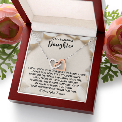 To My Beautiful Daughter – A Heartfelt Gift of Love & Pride- Interlocking Hearts Necklace - Mallard Moon Gift Shop