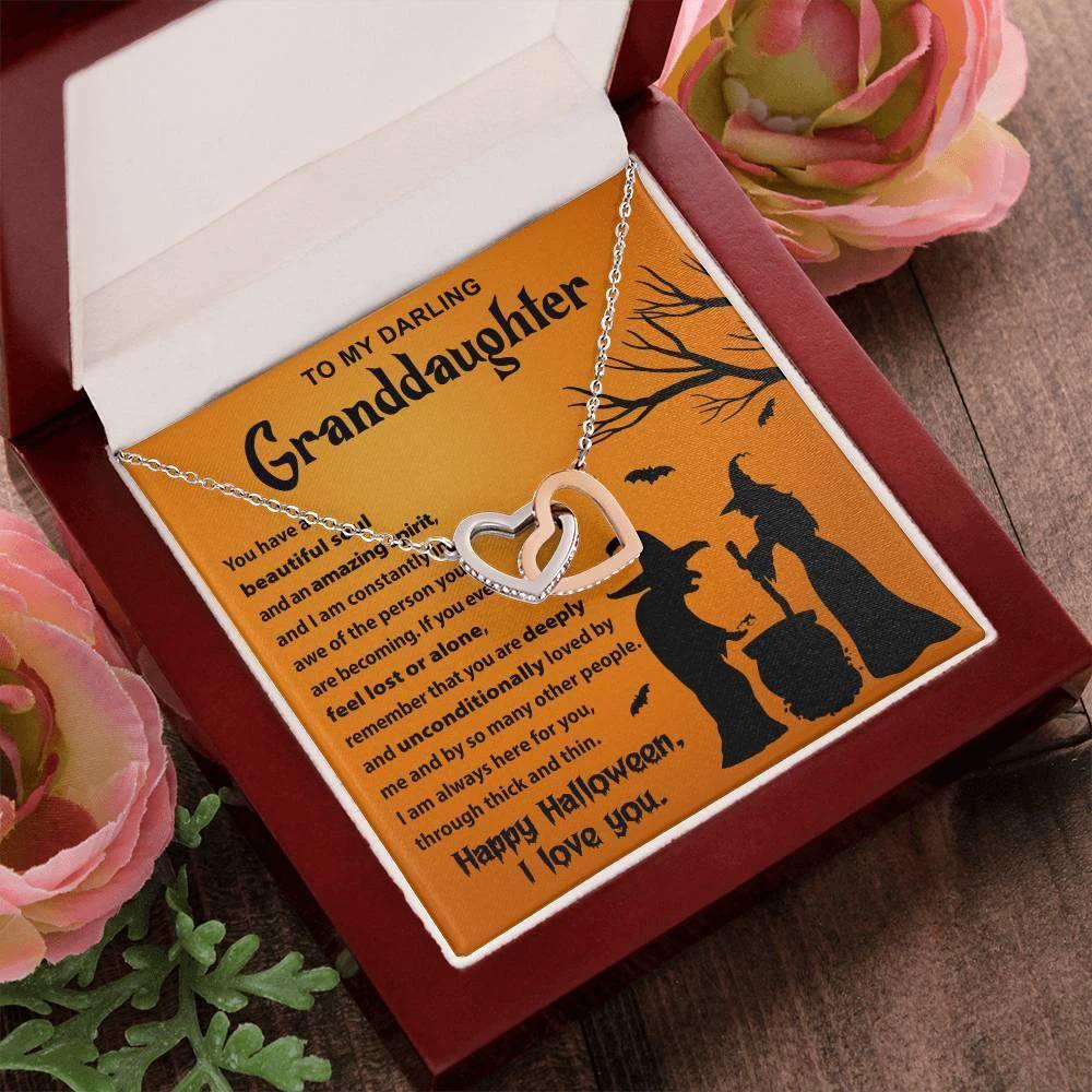 Granddaughter - Amazing Spirit Halloween Interlocking Hearts Pendant Necklace