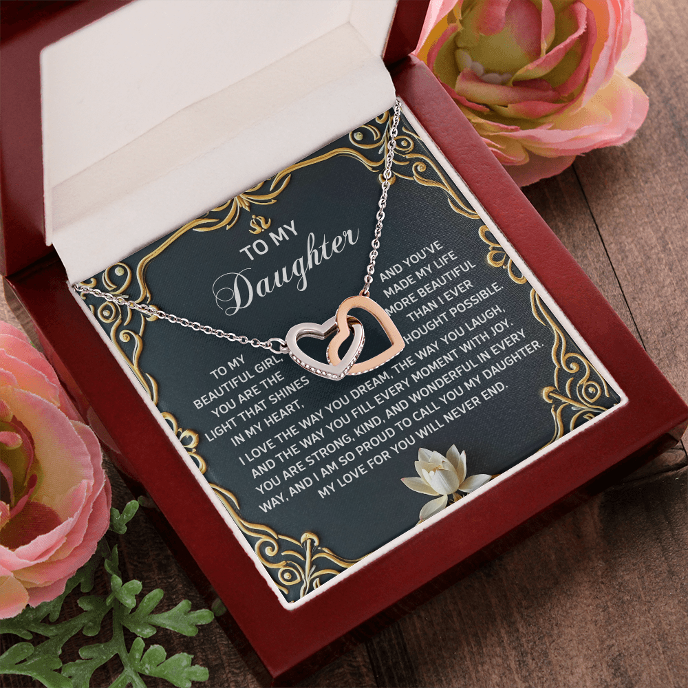 To My Daughter A Heartfelt Gift of Love & Pride Interlocking Hearts Necklace – A Timeless Symbol of Love & Pride - Mallard Moon Gift Shop
