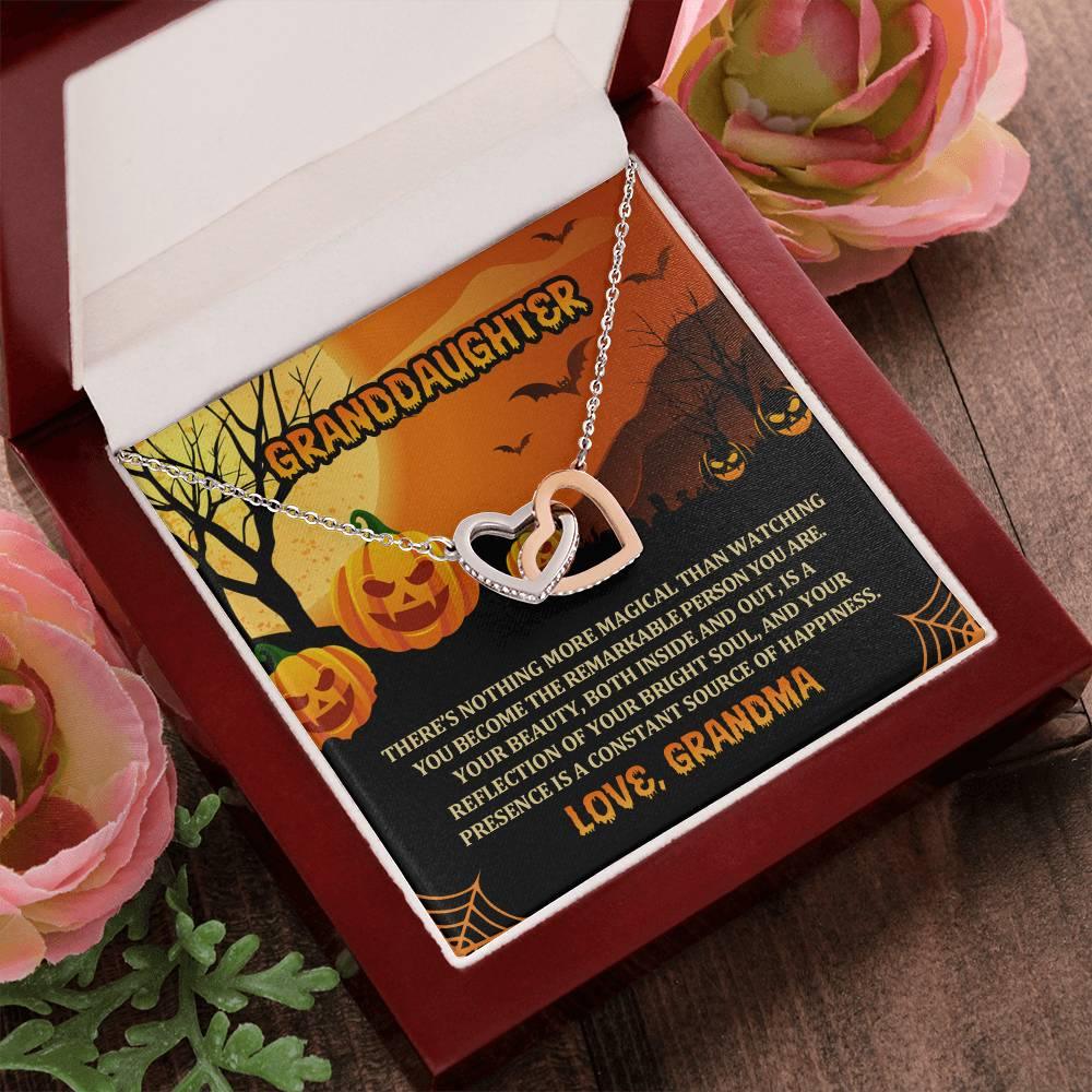 Granddaughter Halloween Nothing More Magical Personalized Interlocking Hearts Pendant Necklace - Mallard Moon Gift Shop