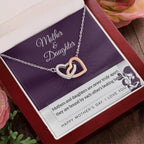 Mother Jewelry - Mothers and Daughters Never Apart Interlocking Hearts Necklace with Gift Box