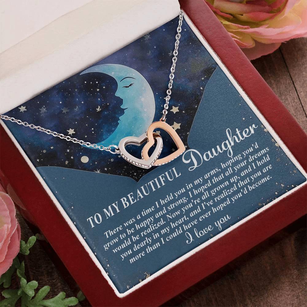 To My Daughter - Always in My Heart Interlocking Hearts Necklace