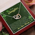 To My Cherished Daughter, My Shining Star– Interlocking Hearts Necklace St. Patrick's Day Gift
