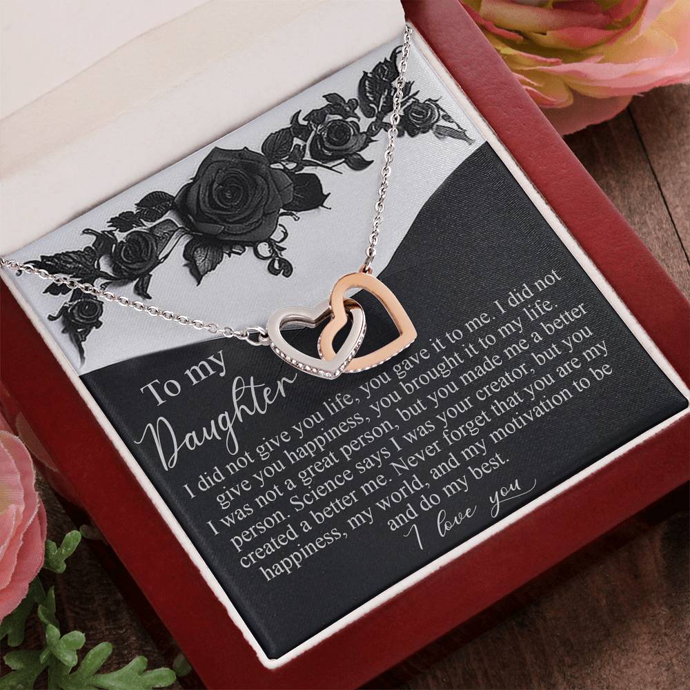 Gift for Daughter - You Made Me a Better Person - Interlocking Hearts Necklace - Mallard Moon Gift Shop