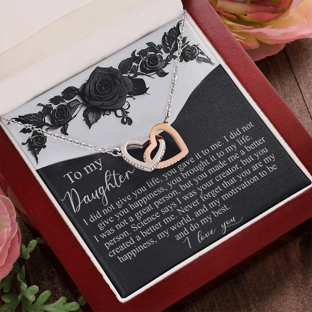 Gift for Daughter - You Made Me a Better Person - Interlocking Hearts Necklace