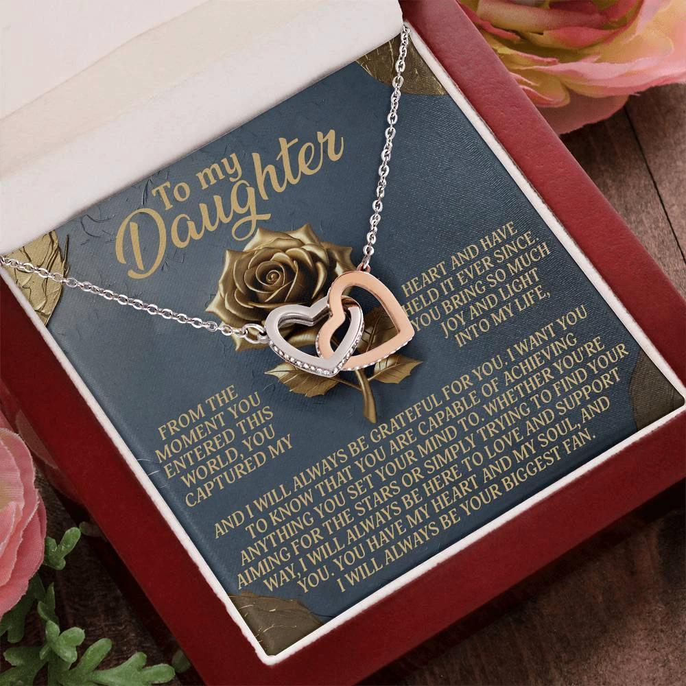 To My Daughter - You Have My Heart & My Soul - Interlocking Hearts Necklace