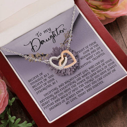 To My Magnificent Daughter - A Gift of Encouragement & Unbreakable Bond - Interlocking Hearts Necklace - Mallard Moon Gift Shop