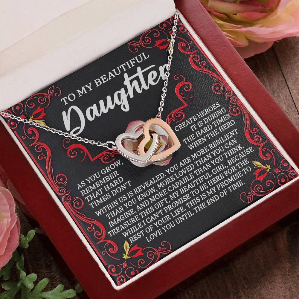 To My Beautiful Daughter - Promise To Love You - Interlocking Hearts Necklace – A Gift of Strength & Resilience