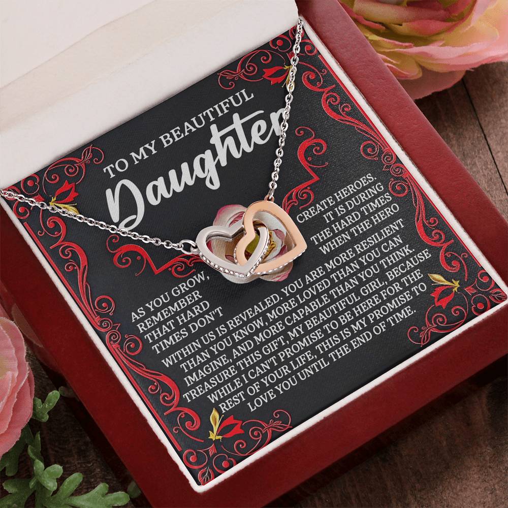 To My Beautiful Daughter - Promise To Love You - Interlocking Hearts Necklace – A Gift of Strength & Resilience - Mallard Moon Gift Shop