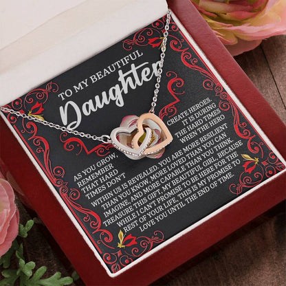 To My Beautiful Daughter - Promise To Love You - Interlocking Hearts Necklace – A Gift of Strength & Resilience - Mallard Moon Gift Shop