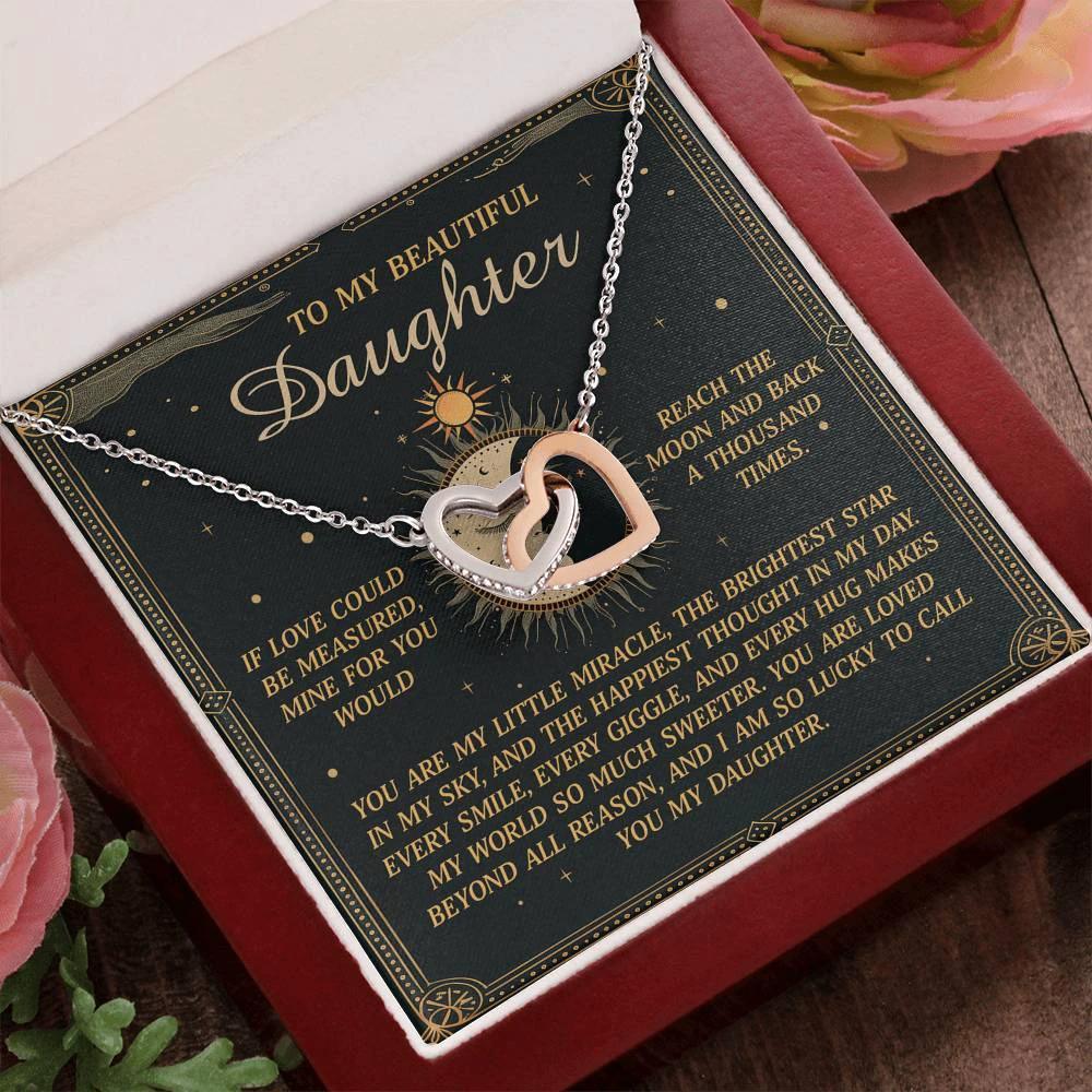 To My Beautiful Daughter – A Gift as Infinite as the Stars & Moon - Interlocking Hearts Necklace