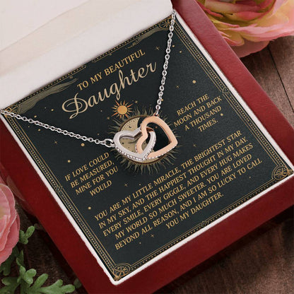 To My Beautiful Daughter – A Gift as Infinite as the Stars & Moon - Interlocking Hearts Necklace - Mallard Moon Gift Shop