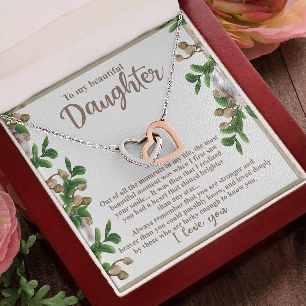 To My Beautiful Daughter - Your Heart Shines Brighter Than Any Star - Interlocking Hearts Necklace