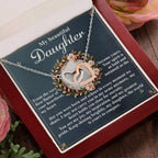 To My Beautiful Daughter - First Flutter of Your Heart Beat - Interlocking Hearts Necklace – Sentimental Gift of Love & Encouragement