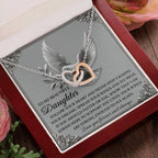 To My Beautiful Daughter - Spread Your Wings & Fly High - Interlocking Hearts Necklace