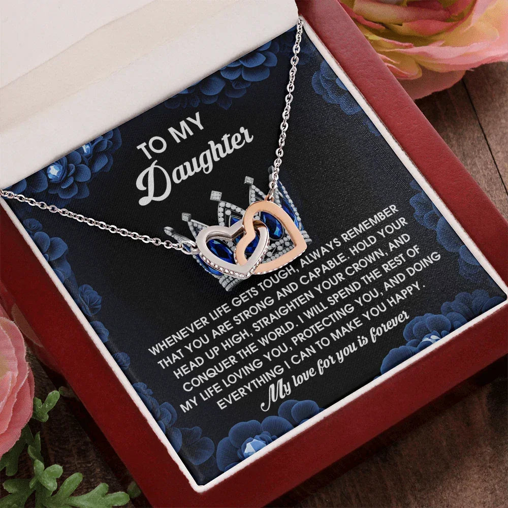 To My Daughter - Strength & Unwavering Love - Interlocking Hearts Necklace