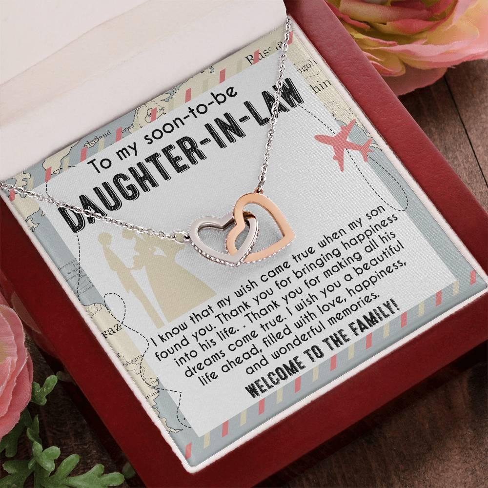 To My Soon-to-be Daughter-in-law Welcome to the Family Wedding Gift Hearts Pendant Necklace - Mallard Moon Gift Shop