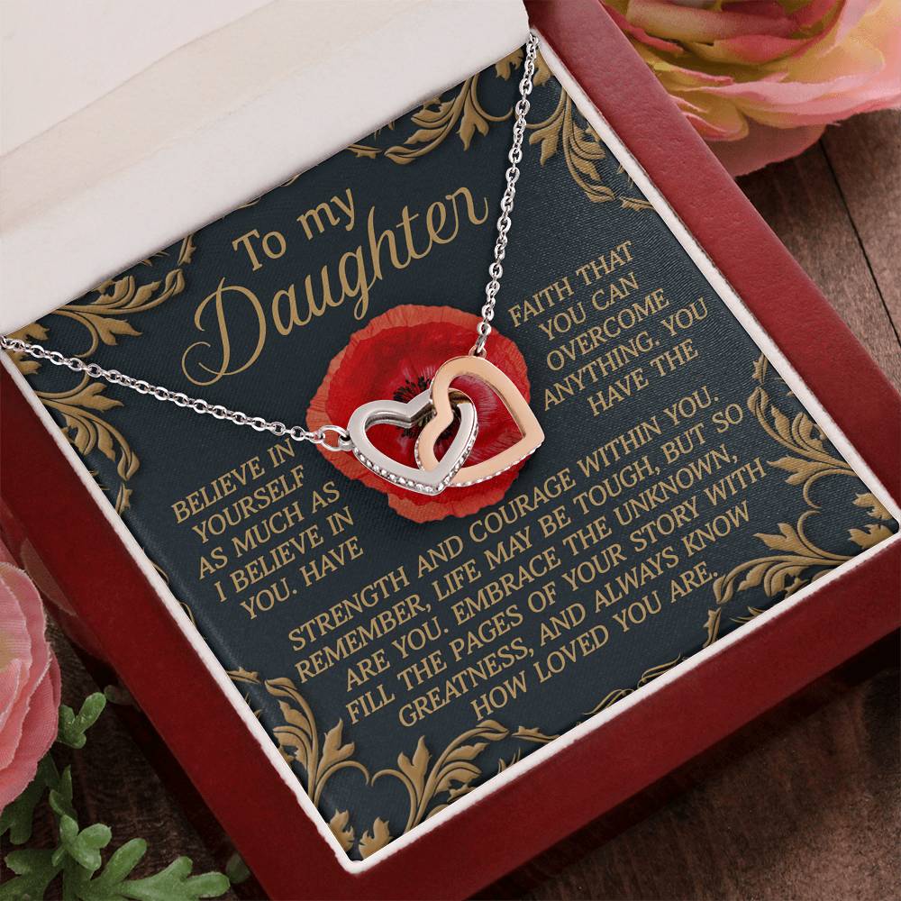 To My Daughter – Believe in Yourself - Interlocking Hearts Necklace - Mallard Moon Gift Shop