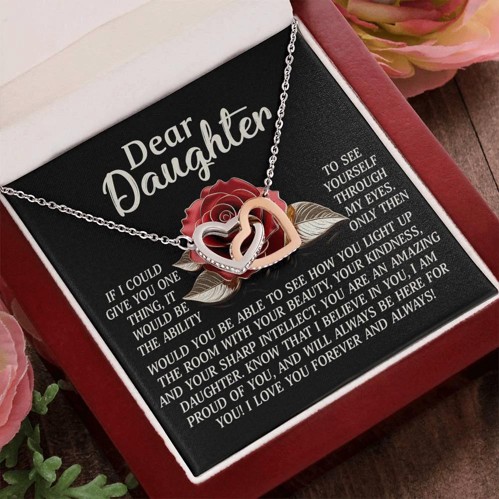 Daughter Gift - I Believe in You & Will Always Be Here - Interlocking Hearts Necklace