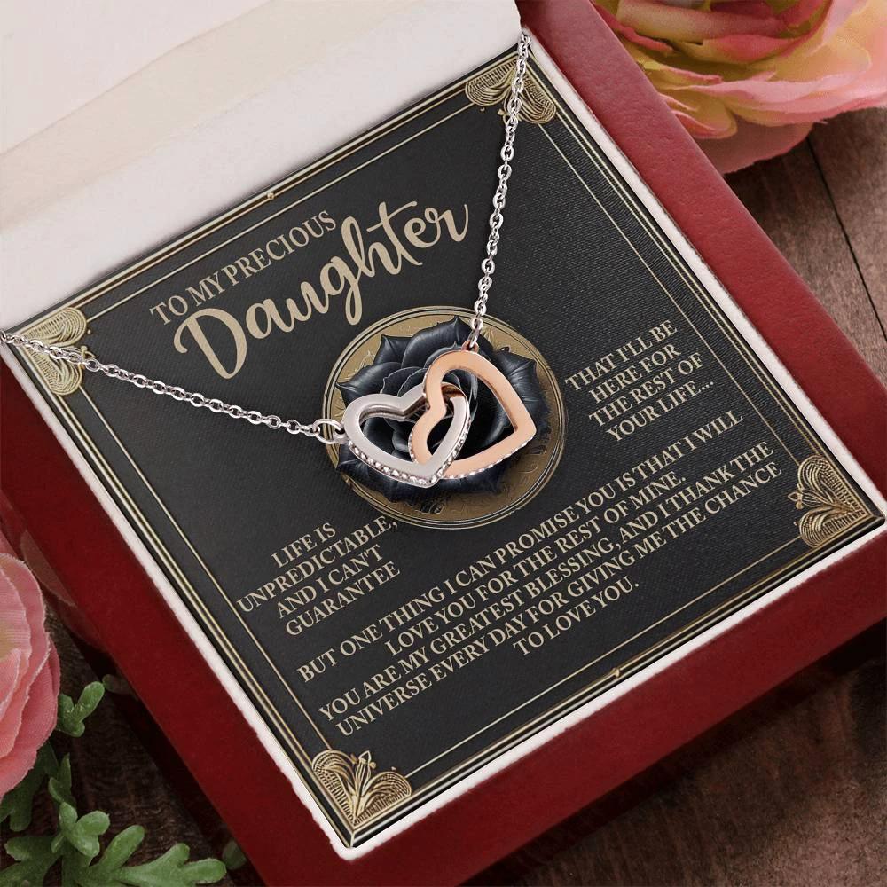 To My Precious Daughter - You Are My Greatest Blessing - Interlocking Hearts Necklace: