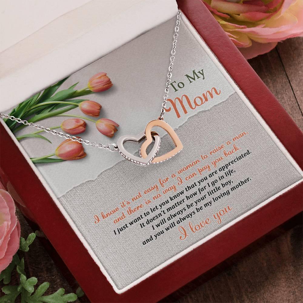 To My Mom, I Will Always Be Your Little Boy - Interlocking Hearts Pendant Necklace - Mallard Moon Gift Shop