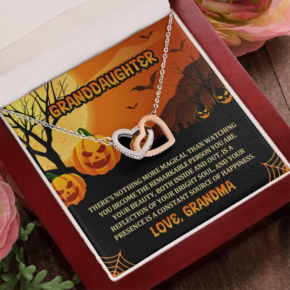 Granddaughter Halloween Nothing More Magical Personalized Interlocking Hearts Pendant Necklace - Mallard Moon Gift Shop