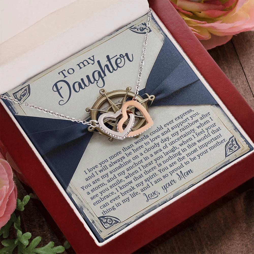 To My Daughter - You Are My Sunshine & Anchor - Interlocking Hearts Necklace