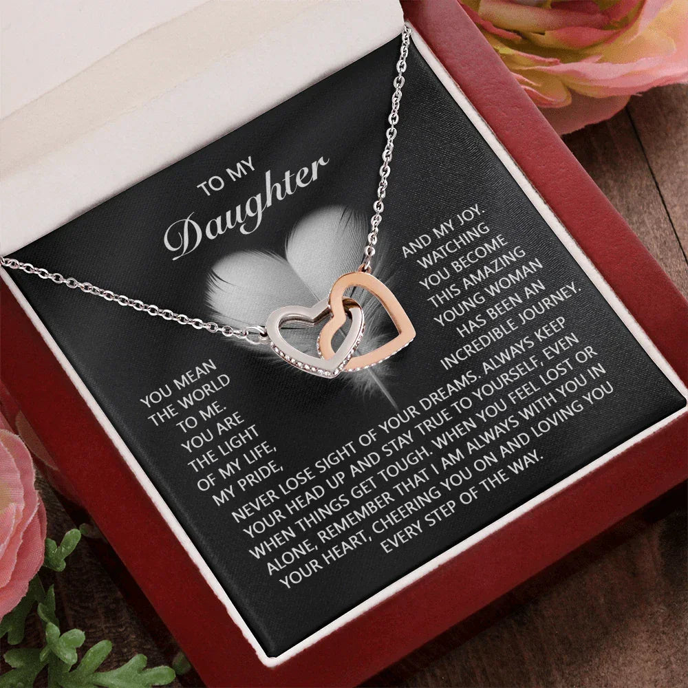 To My Daughter – A Gift of Love, Pride & Encouragement- Interlocking Hearts Necklace