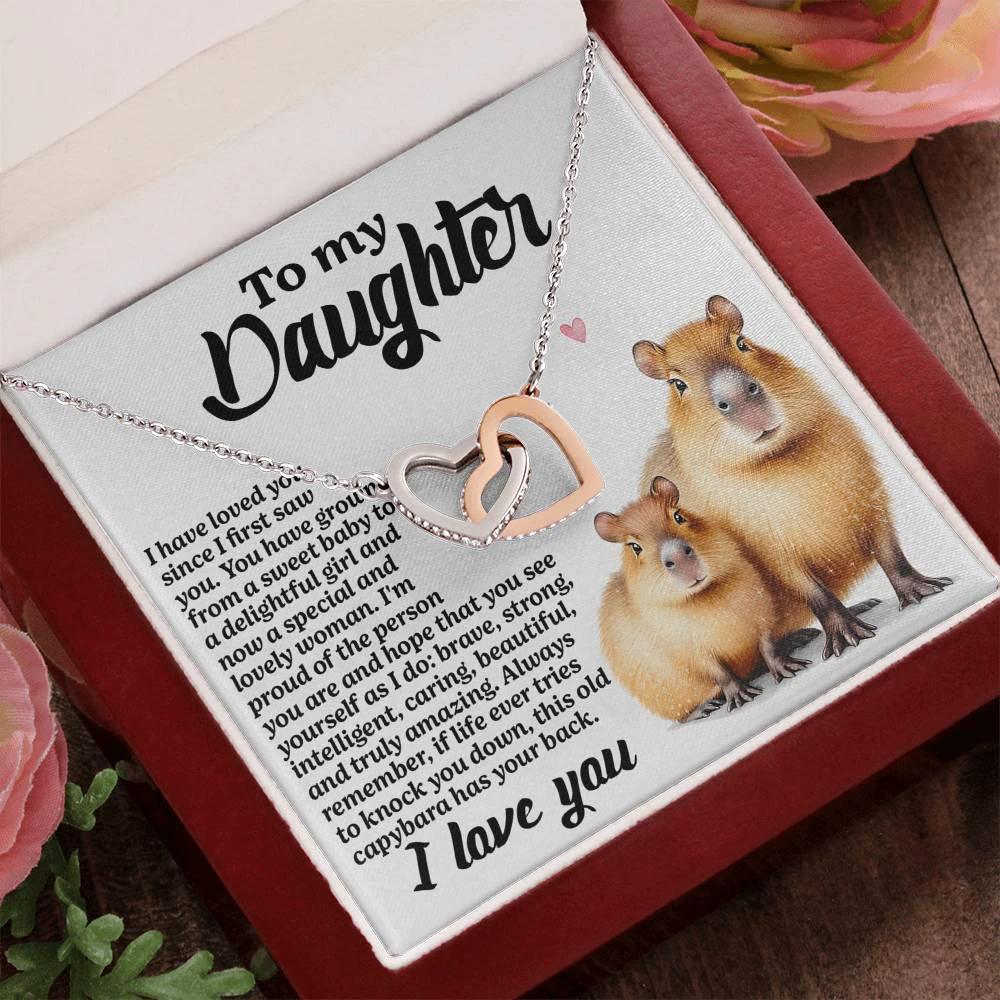 To My Daughter - Proud of You - Interlocking Hearts Necklace