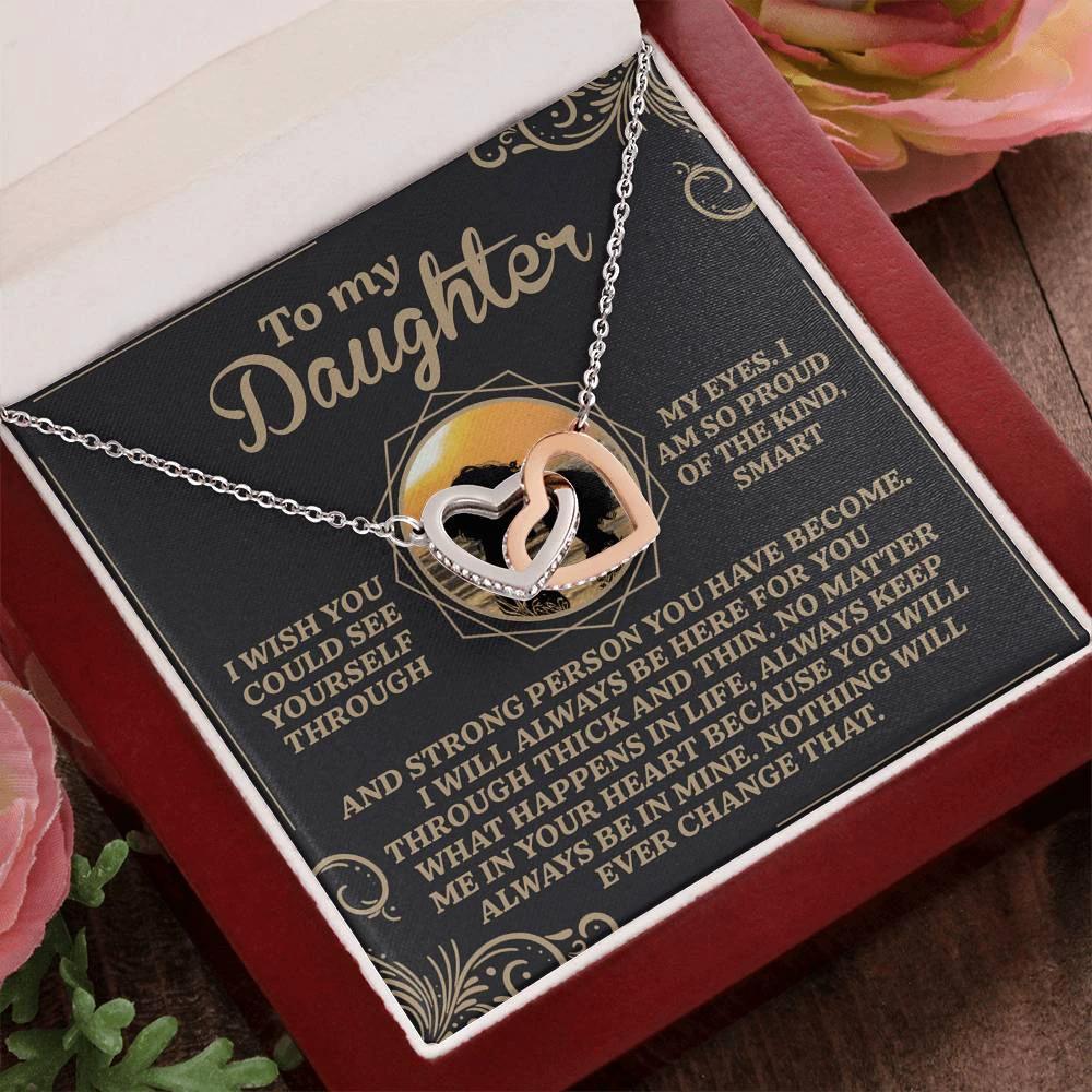 Gift for Daughter - Always Keep Me in Your Heart - Interlocking Hearts Necklace
