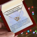 To My Amazing Granddaughter - You Bring Me Love and Joy - Personalized Interlocking Hearts Pendant Necklace
