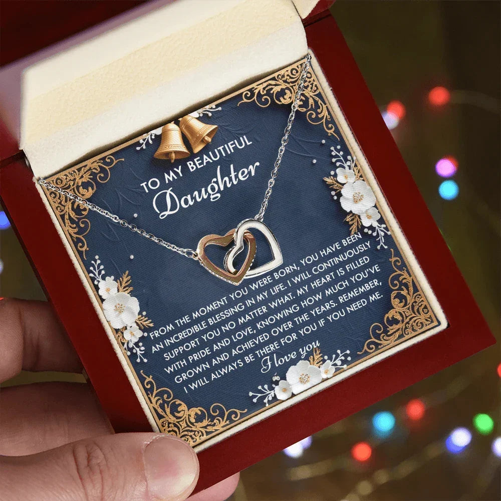 To My Beautiful Daughter - My Blessing - Interlocking Hearts Necklace – A Sentimental Gift of Love & Support