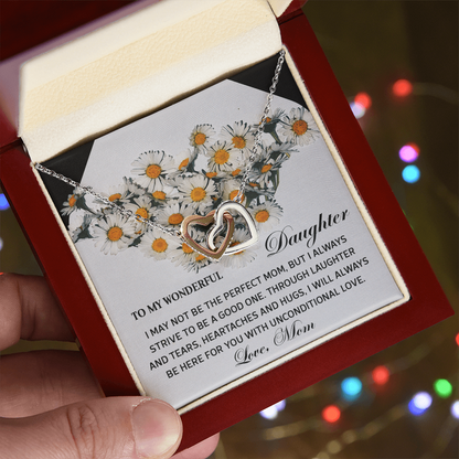 To My Wonderful Daughter - Unconditional Love from Mom - Interlocking Hearts Necklace - Mallard Moon Gift Shop