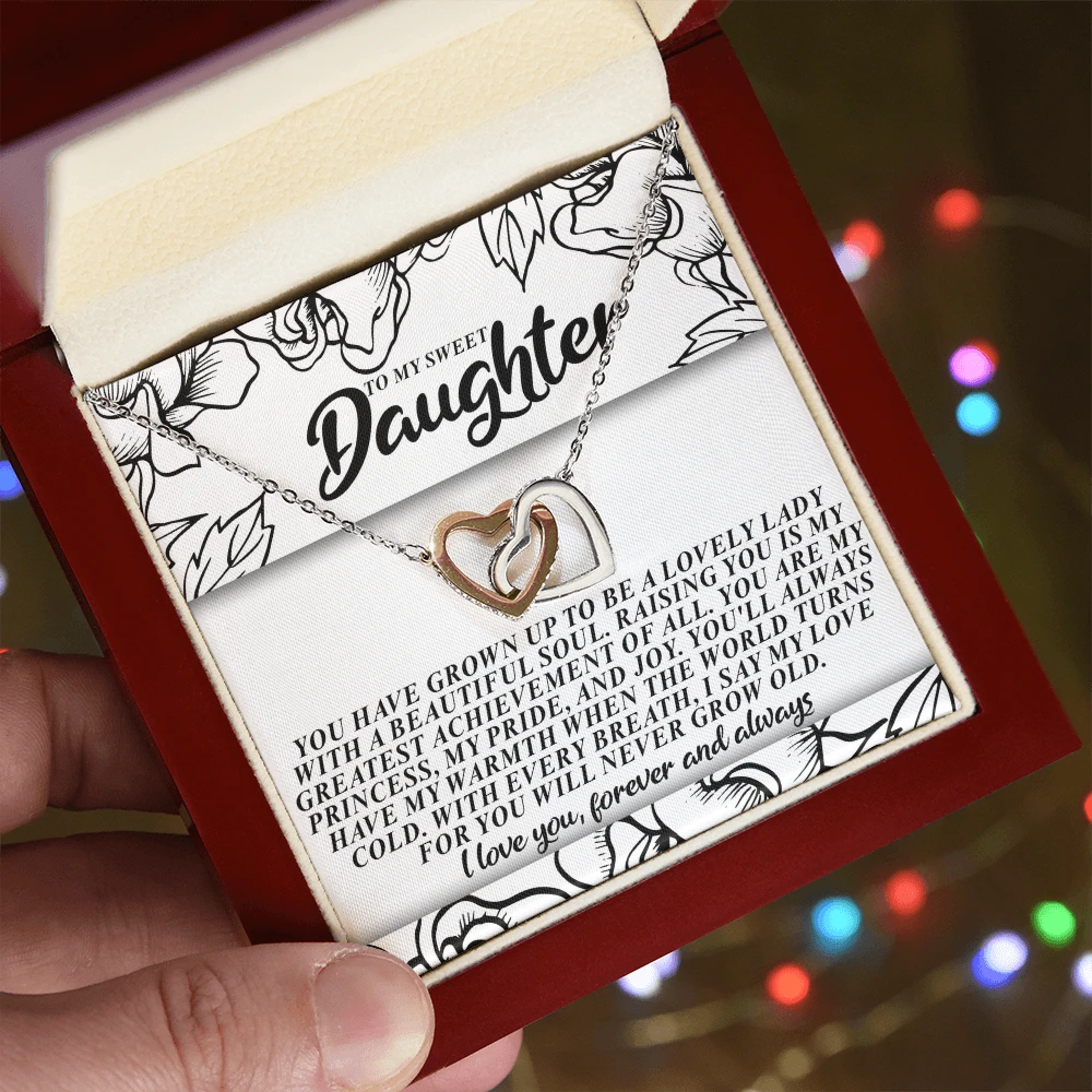 To My Sweet Daughter – You'll Always Have My Warmth When the World Turns Cold – Necklace Gift from Mom or Dad with Message Card
