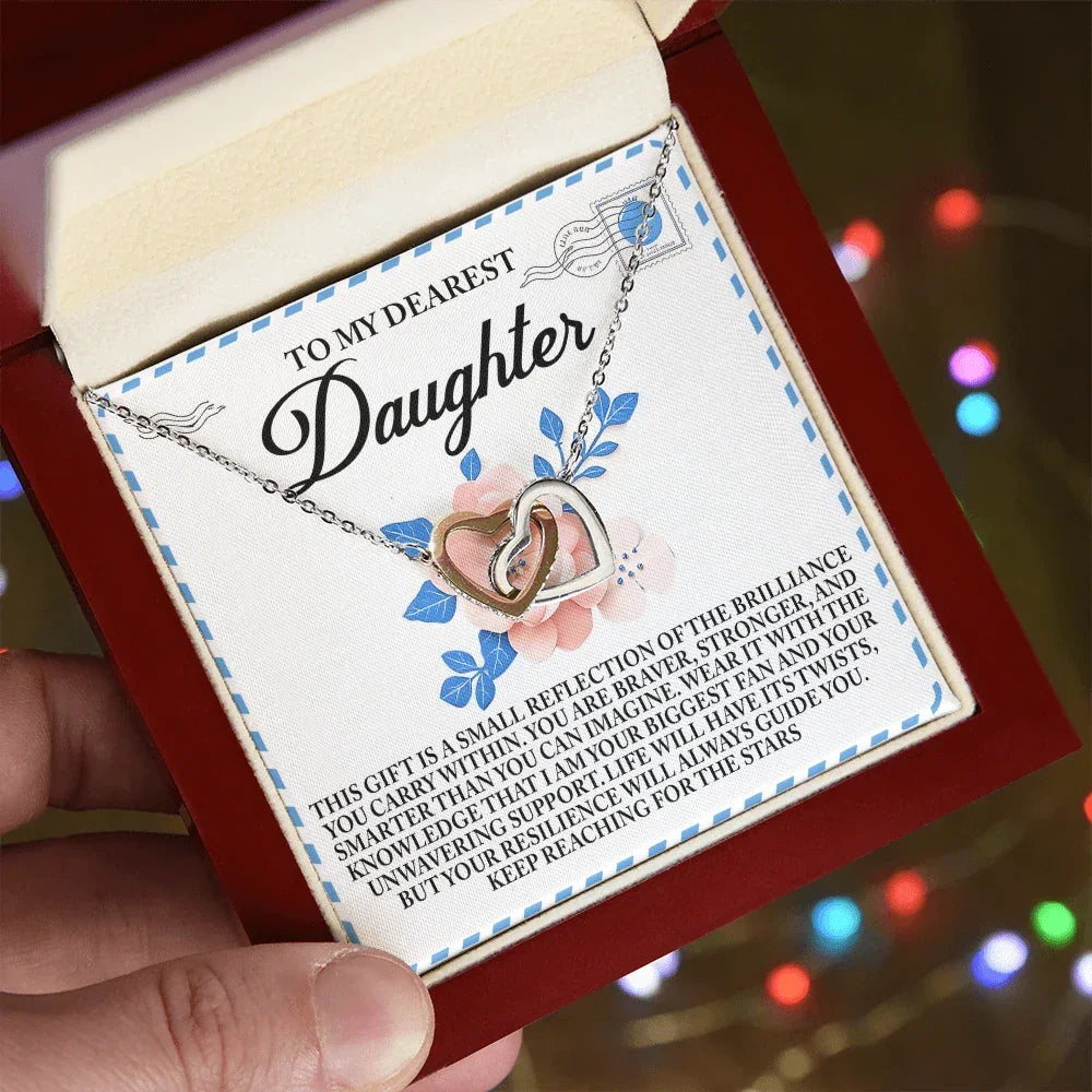 To My Dearest Daughter – Keep Reaching for the Stars - Inspirational Necklace Gift with Message Card