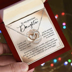 To My Precious Daughter - Heartfelt Gift of Love & Strength - Interlocking Hearts Necklace