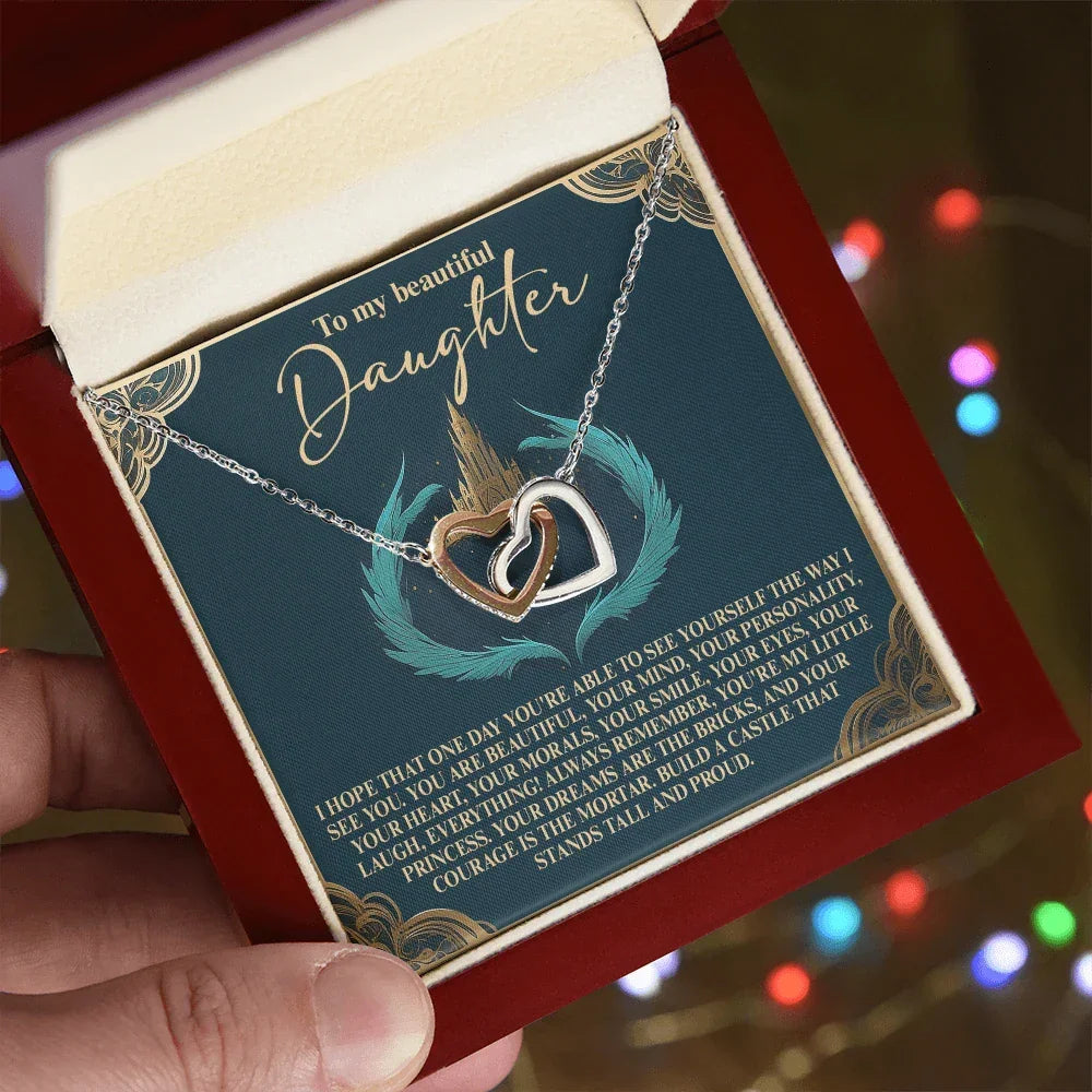 To My Beautiful Daughter – Build a Castle That Stands Tall and Proud – Fairytale-Inspired Necklace Gift from Mom