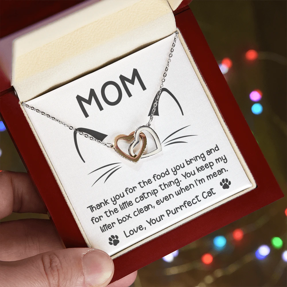 To the Cat Mom – Love, Your Purrfect Cat - Necklace with Cute Message Card