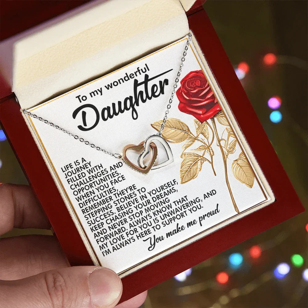 To My Wonderful Daughter – You Make Me Proud – Motivational Necklace Gift with Message of Love and Support