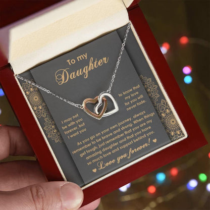 Gift for Birthday, Christmas - Daughter - Brave And Strong - Interlocking Hearts Necklace - Mallard Moon Gift Shop