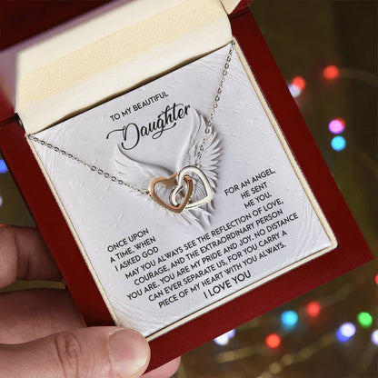 To My Beautiful Daughter - You Are My Angel - Interlocking Hearts Necklace - Mallard Moon Gift Shop