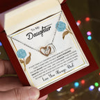 To My Daughter – Interlocking Hearts Necklace from Dad | Braver, Smarter, Stronger Message Card | Sentimental Keepsake Gift