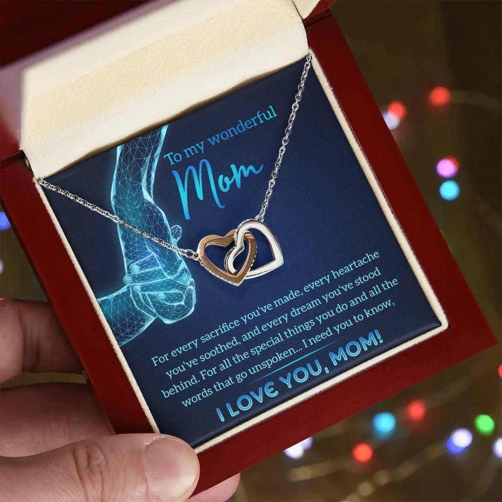 Gift for Mom You Stood Behind My Dreams Interlocking Hearts Necklace