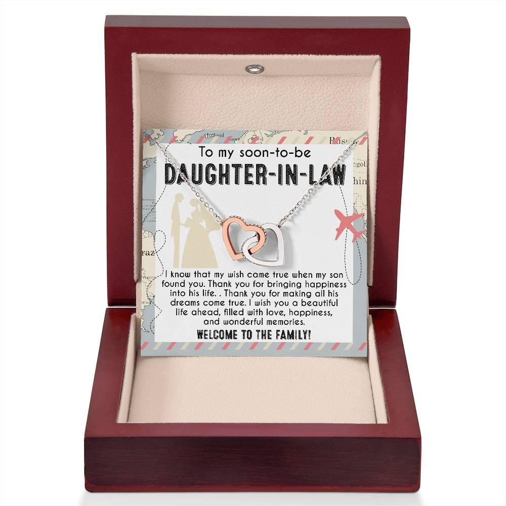 To My Soon-to-be Daughter-in-law Welcome to the Family Wedding Gift Hearts Pendant Necklace - Mallard Moon Gift Shop