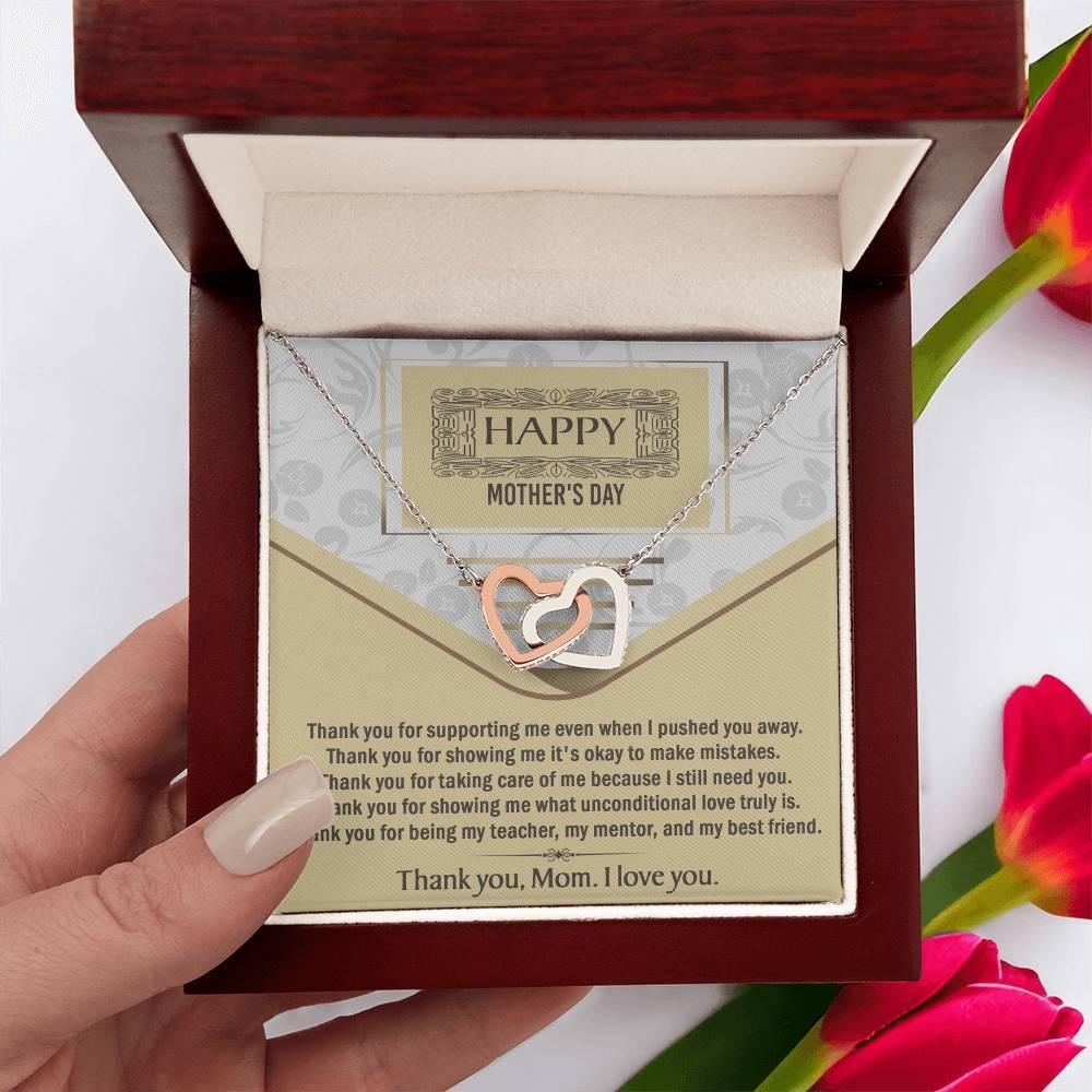 Happy Mother's Day Unconditional Love Interlocking Hearts Pendant Necklace Gift for Mom - Mallard Moon Gift Shop